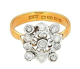 art deco platinum diamond ring Metallreinheit: 22 Karat. Antikes 22 Karat Gelbgold Platin Art Deco Rosenschliff Diamant-Cluster (Größe P)