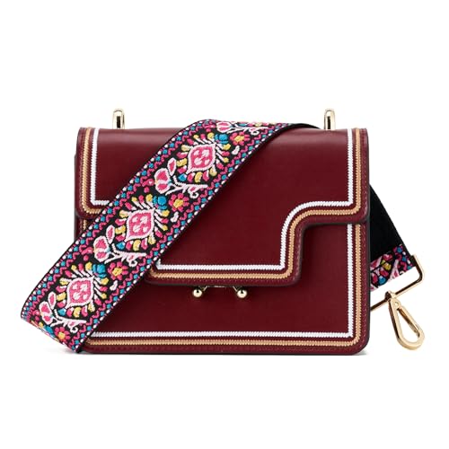 Image of Wide Shoulder Strap Adjustable Replacement Belt Guitar Style Crossbody Bag Handbag Strap Multicolor Canvas Straps(Wide:2in)(Color74)