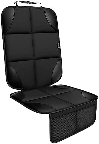 Meolsaek Car Seat Protector for Child Car Seat, Durable 600D Fabric Waterproof Car Seat Cover with Thick Pad Non-Slip Backing (No Imprints) (1 pc -Black)