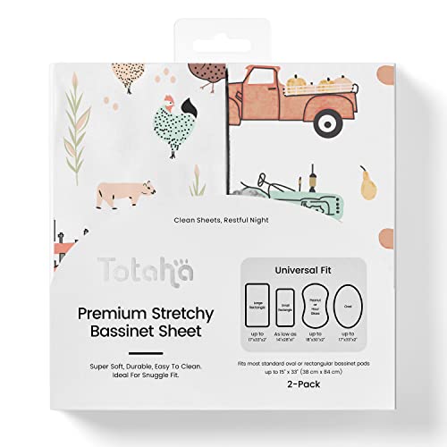 Image of TotAha Premium Stretchy Bassinet Cradle Sheets (2-Pack) -Hypoallergenic, Silky Comfort, Buttery Soft, Calming Effect, All-Season Jersey-Knit Sheets, 32 X 16 X 3'' Halloween Pumpkin