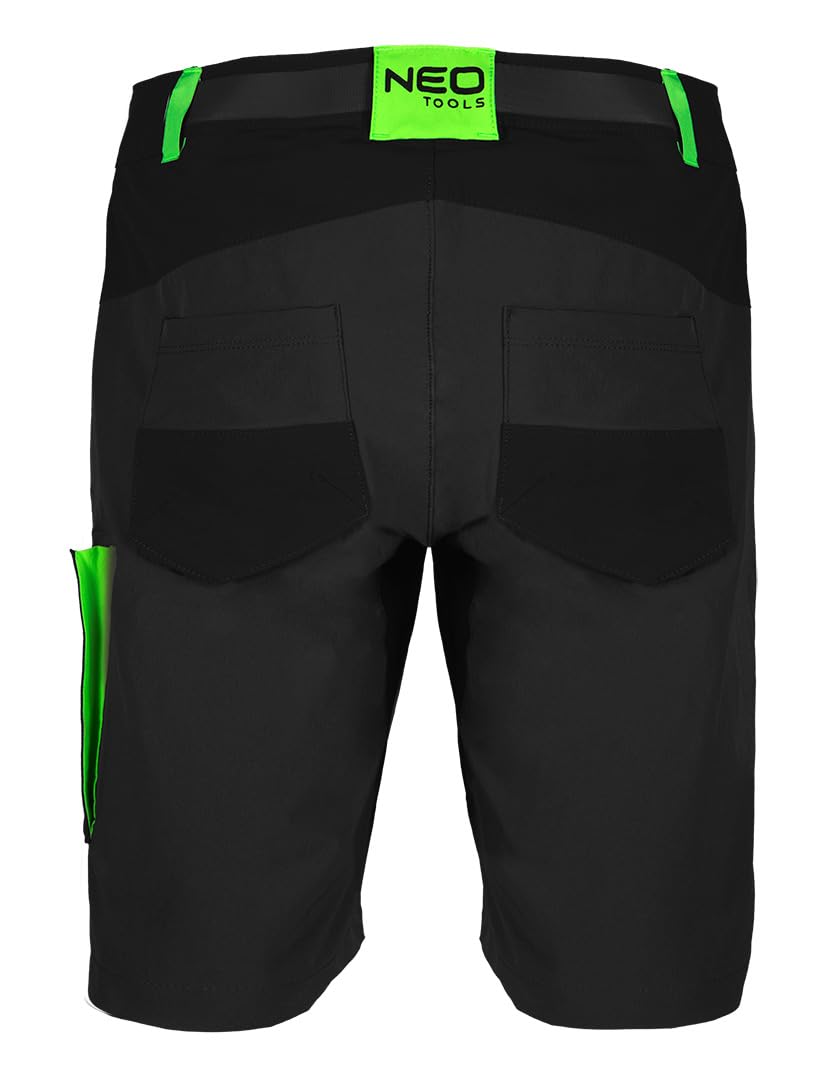 NEO TOOLS Męskie krótkie spodnie robocze + polarowa kurtka robocza z paskiem do spodni (zestaw) rozm. S (48) - 3XL (58) / modne wzornictwo, wzmocniona Cordura, kurtka z elementami odblaskowymi