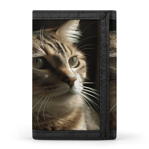 SKTNBM Trifold Wallet,Tabby Cat Print Slim Wallet,front Pocket Wallet,best Men's Trifold Wallet,slim And Sleek for Men And Women, Black, One Size, Modern, Black, One Size, Modern