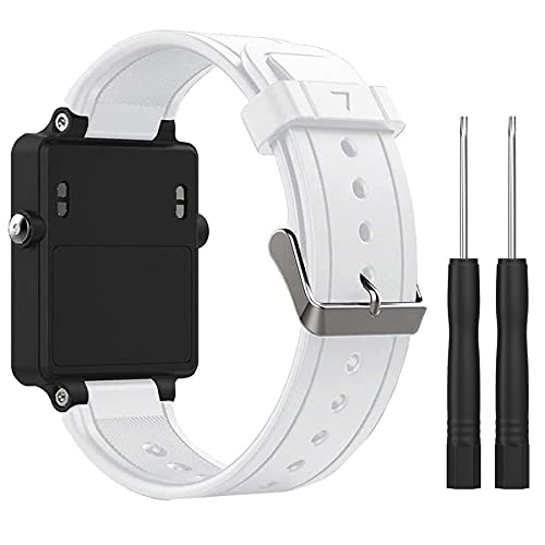 HWHMH Replacement Silicone Bands With 2PCS Pin Removal Tools for Garmin Vivoactive (No tracker, Replacement Bands Only) (White)