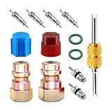 FALVFUN 13PCS Car R12 to R134A Conversion Kit, R12 R22 to R134A High/Low Pressure Air Conditioning Fittings Port, Automotive AC Retrofit Fitting Adapter Kit, Universal for Vehicles