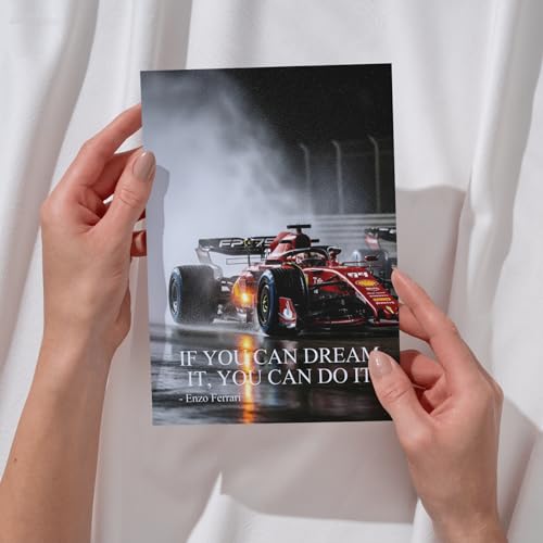 Image of Posters Inc Sports F1 Cars Motivational Posters for Wall A4 Size Aesthetic Setup 300 GSM Matte Paper Pack of 6 Automotive Motorsport Decor for Boys Gaming Room, Bedroom, Home & Office with Adhesive