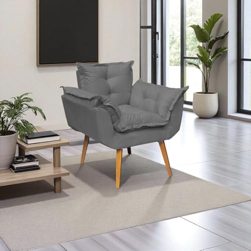 Melhor Poltrona Decorativa para Sala: Top 10 Melhores em 2025 2 Poltrona Alice Decorativa Para Sala Cadeira Reforçada Para Recepção Manicure Clínica Sala De Espera Consultório Escritório Pé Castanho - Clique & Decore (Cinza)
