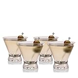 True Stemless Martini Glasses, Set of 4, 8 oz Modern Cocktail Glasses for Martinis, Manhattans, Cosmopolitans, Cocktail Glass Set, Dishwasher Safe, 8 oz, Set of 4