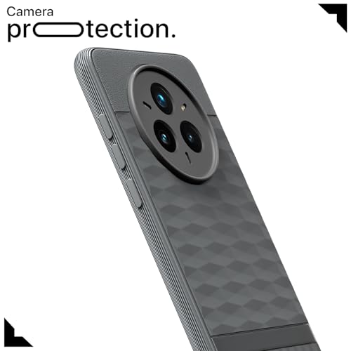 Image of Pikkme Back Cover for Realme 14 Pro Plus 5G / Realme P3 Pro 5G Camera Protection 3D Hexa Cube Design Silicone Protective Bumper Case (Grey)