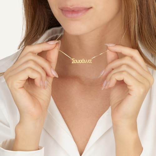 Personalized Greek Font Name Necklace Custom Greece Alphabet Pendant Letter Jewelry Gift For Woman3