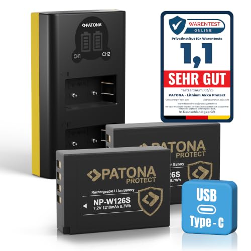 PATONA Kit Dual LCD Chargeur USB-C & Batterie 2X NP-W126S Protect 1210mAh