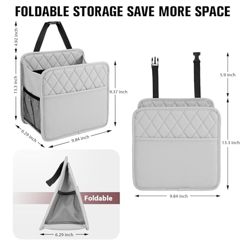 Image of LXUNYI Car Seat Organizer, Updated Large Leather Backseat Car Organizer with Cup Holders Multifunctional Over the Seat Storage Organizer Bag Hanging Back Seat Organizers for Kids (Gray 1Pack)