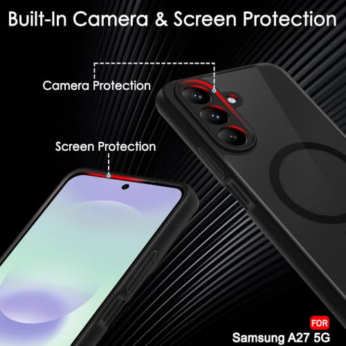 Image of TheGiftKart Hybrid Shockproof Back Cover Case for Samsung Galaxy A27 5G Compatible with MagSafe | Hard Back Cover Case for Samsung Galaxy A27 5G (PC & TPU, Translucent Smoke Matte Back, Black Sides)