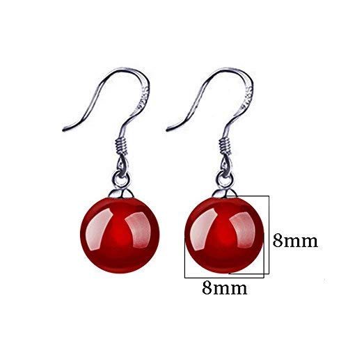 Acxico Natural Carnelian Bead Pendant Stud Earrings (Red) #TOP1