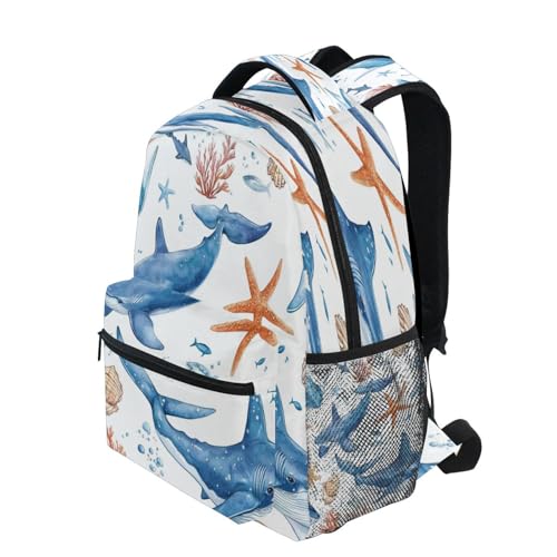 Dussdil Ocean Whale Shark Starfish (4) Kids Backpack School Backpacks for Boys Girls 16 IN Book Back Pack Bag Casual Travel Daypack with Adjustable Shoulder Strap Zipper3