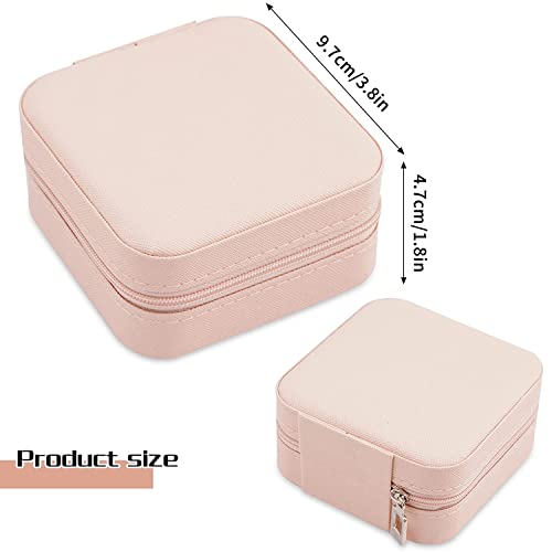 Image of Neveika Portable Travel Mini Jewelry Box Leather Jewellery Ring Organizer Case Storage Gift Box Girls Women (4pcs pink).