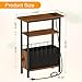 Snughome Narrow Side Table with Charging Station, Slim End Table for Small Spaces, 3 Tier Skinny Nightstand with Drawer, Sofa Beside Table with Storage Shelf for Living Room Bedroom