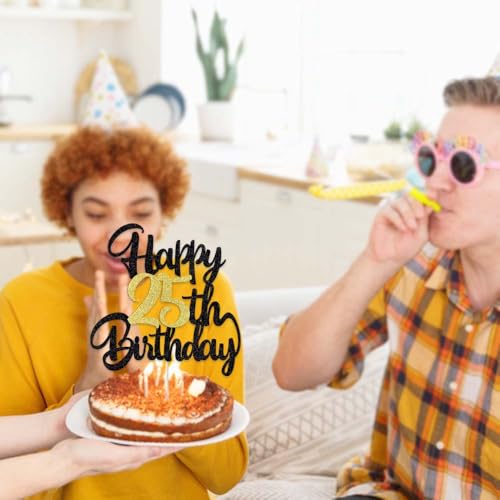 Image of 25th Happy birthday cake topper party decoration gift plugin | Cheers to 25 Years,25 & Fabulous /Hello 25th Legend since Awesome since2001 Straight Outta Party Decoration Gift Plugin
