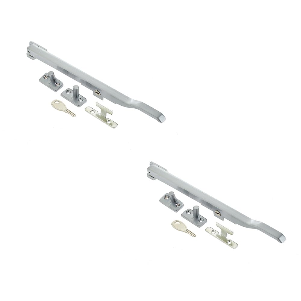 Loops Satin Chrome 2 Pack Durable 250Mm Lockable Casement Stays For Secure Windows - Window Peg Bar