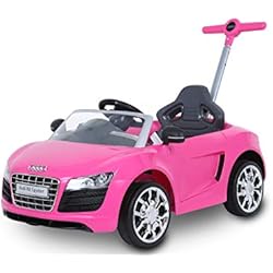ROLLPLAY Coche correpasillos con reposapiés ajustable, Para niños a partir de 1 año, Hasta 20 kg, Audi R8 Spyder, Rosa