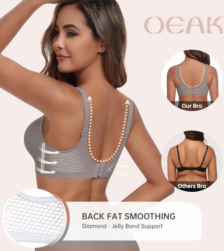 Image of OEAK Womens Comfortable Bra Push Up Bras Wireless Support Lift Brassiere V Neck Full Coverage Everyday Seamless Tshirt Bras