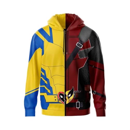 Temolie Super Hero Costume Hoodies Boys 3D Movie Character Zip Hooded Pullover Long Sleeve Sweatshirt Casual Coats Jacket for Kids Yellow