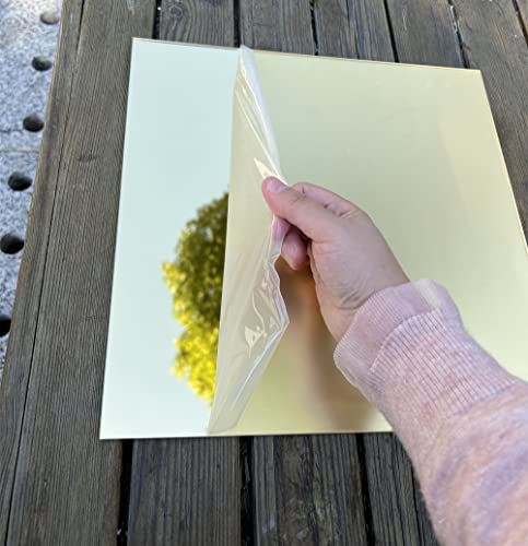 Image of 1 /8 inch Acrylic Mirror Sheet,Set of 2pcs Gold 12 inch x 12 inch Mirrored Acrylic Lucite Plexiglass Sheet (Actual Size 11.875 inch x 11.875 inch)