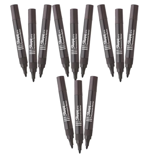 Sharpie M15 Permanent Markers - Black Bullet Tip Marker Pens, Durable 2mm Bold Point Markers, Long Lasting Ink & Quick Drying Marker for Metal, Plastic, Wood & Cardboard | Pack of 12
