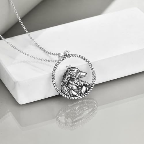 YAFEINI Sterling Silver Wolf Pendant Necklace - Wolf Jewelry Gifts for Women, Wife, Girlfriend2