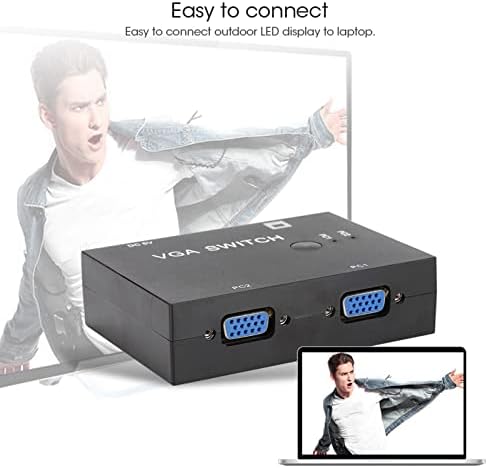 Miniatura 2 de Caja de conmutación automática VGA de 2 puertos, accesorio de computadora con divisor VGA, 2 entradas, salida 2 puertos 2 en 1, accesorios de