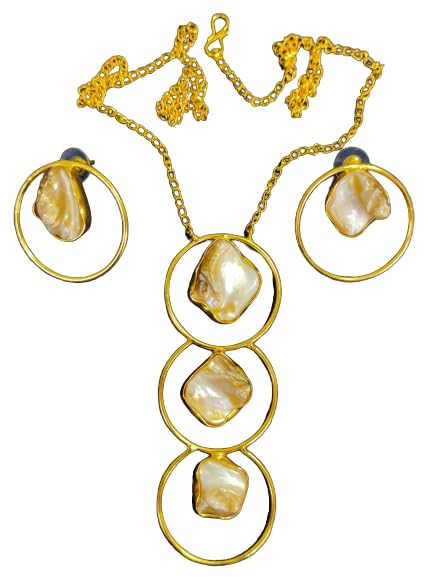 Mother Pearl and Brass Jewellery set (B0CL59C1HB) Amazon Price History, Amazon Price Tracker