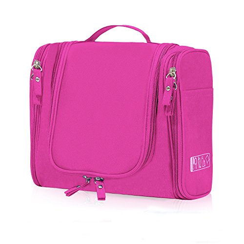 Cadtog Hanging Toiletry Bag Travel Cosmetic Kit, Large Essentials Organizer, Sturdy Hook Makeup Bag, Heavy Duty Waterproof for Men and Women's, Pink