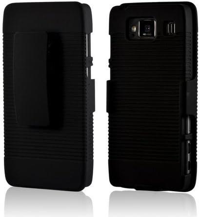 Black Matte Hard Case Holster Combo w/ Kickstand & Belt Clip for Motorola Droid RAZR MAXX HD