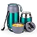 Wdmiya Termos para Comida Caliente 2 piezas, Recipiente de Acero Inoxidable para Niños para Almuerzo Escolar y Sopa, Fiambrera con Cuchara Plegable (Verde)