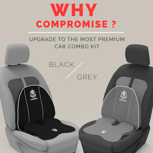 Image of MRRON Car Comfort Combo | Memory Foam Backrest & Wedge Seat Cushion Combo of 2 | Orthopedic Support for Back, Tailbone, Sciatica | Ergonomic Comfort for Car, Office| Posture Correction | Universal Fit