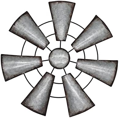 Windmill Wall Decor 22in, Rustic Country Small Farmhouse Bedroom Kitchen Wall Sculpture Art Decor/22" Rustic Metal Farmhouse Windmill Wall Art Decor, Galvanized Windmill Wall Hanging Home Decoration for Bedroom Office Living room
