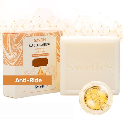 SWELLE Jabón de colágeno mascarillas de ducha de belleza, 100 g, 1 pieza de jabón, cuerpo, cuidado facial, jabón de mano, jabón de ducha natural para hombres y mujeres, jabón natural orgánico para