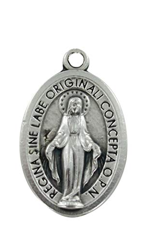 GTBITALY Lot de 10 médailles Vierge miraculeuse et logo 2 original, avec anneau en argent