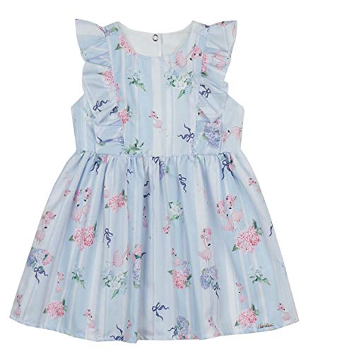 Vestido Bebê Azul Estampado Flamingos Paraiso (GG)