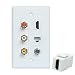 HDMI RCA Coax Ethernet Wall Plate, ESYLink HDMI Coax Ethernet RCA Wallplate - 3 RCA + 2 HDMI + 1 Coax Cable TV Port + 1 Ethernet Port