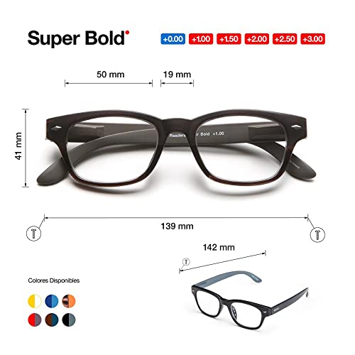 Óculos Para Leitura Com Grau +2.00 Super Bold Azul - B+d
