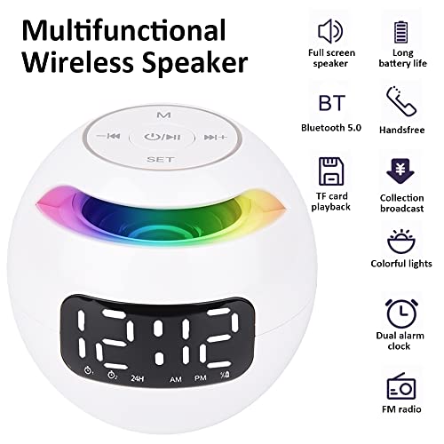 通用 Upgraded Mini Nachtlampje Radio Wekker met Card Pluggable Draadloze Bluetooth-luidspreker, Dubbele Wekker, USB… - Image 3