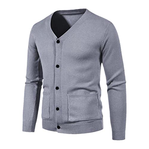 Cardigan en tricot homme gris ajusté pour éviter le froid en L