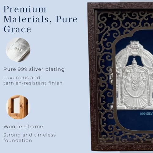 Image of Silver Plating Padmavati Balaji Frame | Divine Home Decor | Wall MountFrame for Gift, Wooden Square PhotoFrame for Temple, Office Desk | hangingframe (6.50 inch x 6.50 inch Inch)