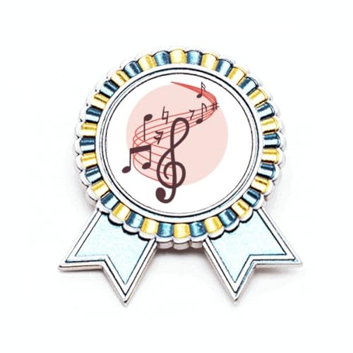 Broche rouge ronde notes de musique Movg pour personnaliser un look