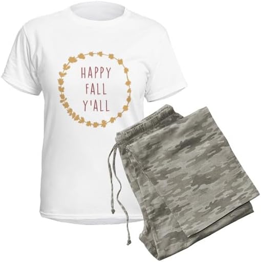 CafePress Happy Fall Y'all Women's Light Pajamas Women's Novelty Cotton Pajama Set, Comfortable PJ Sleepwear
