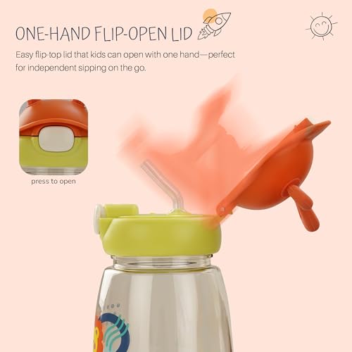 Image of BAYBEE Zippy 540ML Sipper Bottle for Kids | BPA Free Anti-Spill Sippy Bottle | Drinking Training Water Bottle for School Kids with Soft Silicone Straw | Sipper Bottle for Infants & Toddlers (Green)