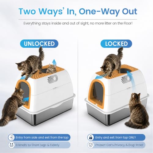 Image of SuzziPaws Stainless Steel Litter Box Dog-Proof Leak-Proof for Multi-Cats