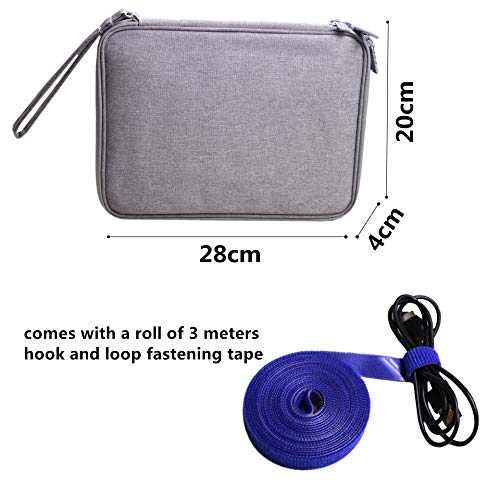 Electronics Organizer Travel Cable Cord Wire Bag Accessories Gadget Gear Storage Cases for 10.5 Inch Tablet (Light Gray)