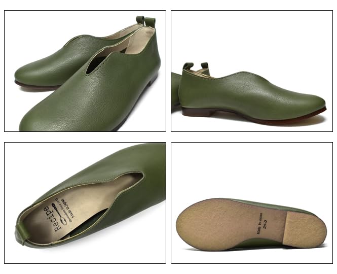 Recipe RP-222 V-Cut Slip-on Shoes, Made in Japan, Genuine Leather, Natural Shoes, Women's, Easy to Walk, Painless, Flat Shoes3