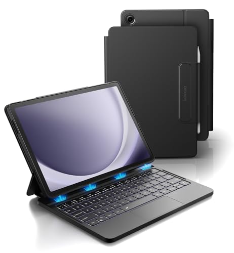 Dexnor for Samsung Galaxy Tab A9+ Plus Case with Keyboard Ultra-Light Magnetic Folio Keyboard Cover with Multi-Touch Trackpad Backlit Stylus Holder for 11 Samsung Galaxy Tab A9+ Plus (2023) Black